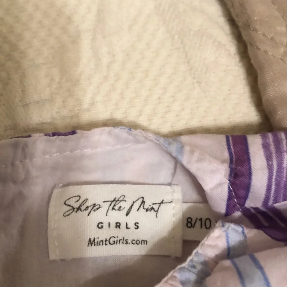 Girls Tiered Casual Dress with Purple and Light Blue Bow Stripes - Picture 2 of 5